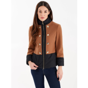 Dámský stylový kabát na zip hnědo-černý Rinascimento CFC80107005003