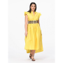 Dlouhé elegantní moderní šaty žluté s opaskem CFC80109206003