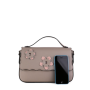 Trendová kožená kabelka Vera Pelle z Itálie šedorůžová Bibiana s detailem