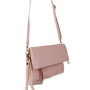 Trendová kožená kabelka crossbody z Itálie jemne růžová Violeta boční strana