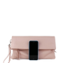 Trendová kožená kabelka crossbody z Itálie jemne růžová Violeta přední strana s mobilem