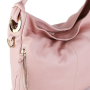 Kožená luxusní kabelka přes rameno Itálie jemně růžová Salvare s detailem
