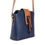 Trendové levné dámské kožené kabelky Zaira modrá s hnědou